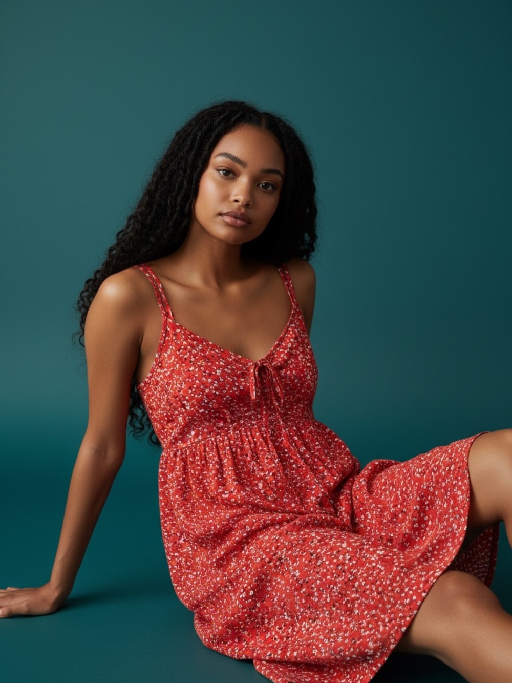 • wild fable Red Floral Tie-Front Mini Dress •